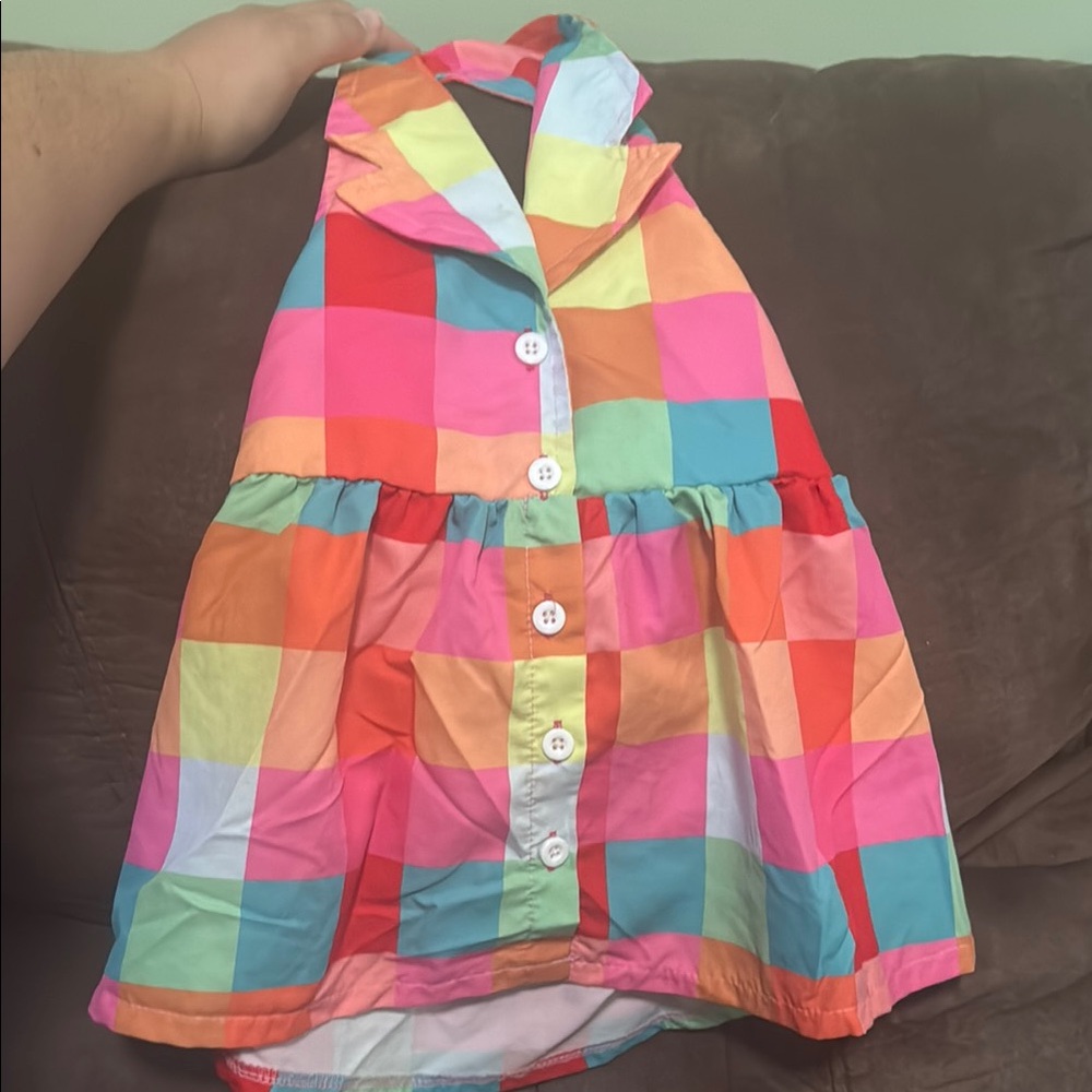 Colorful Checkered Halter Dress